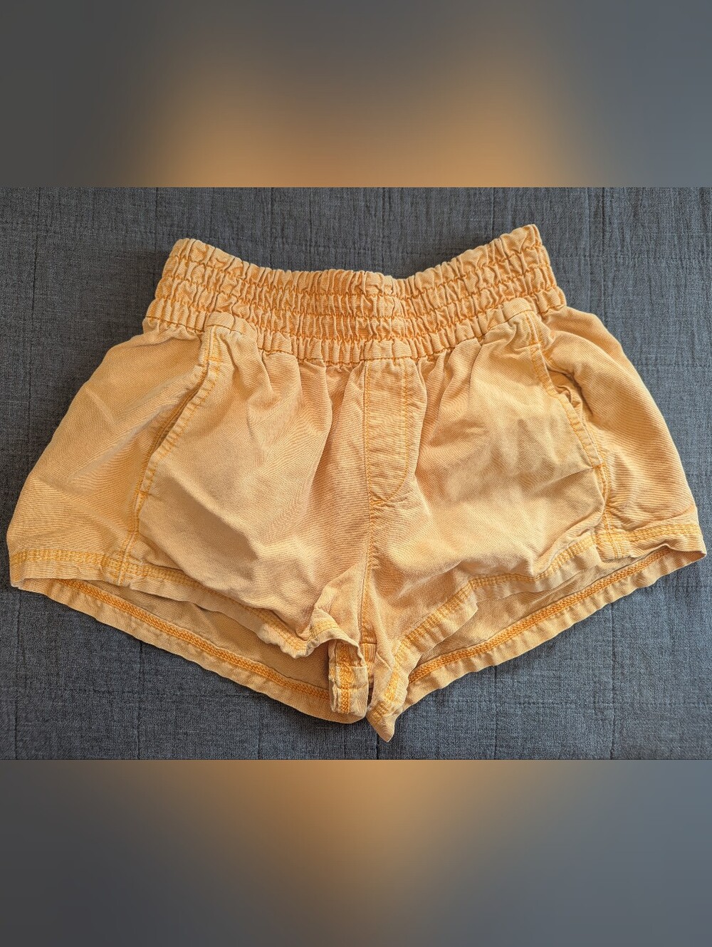 aerie Smocked-Waist Casual Shorts in Orange
